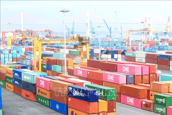 海防國際港口的各個貨物集裝箱。
