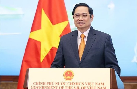 越南政府總理范明政以錄製視頻方式的氣候變化高級別會議上發言。