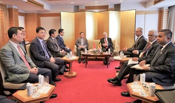 越南政府副总理陈留光会见斯里兰卡总统拉尼尔。