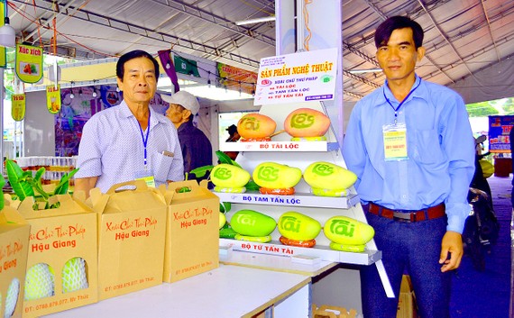 ĐBSCL: Trái cây tạo hình, hoa kiểng chuẩn bị ra phố chợ Xoài chữ thư pháp, một sản phẩm độc đáo của nông dân Hậu Giang. Ảnh: CAO PHONG