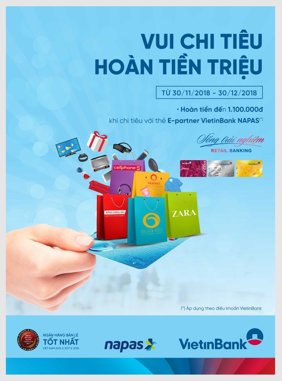 Vui chi tiêu - Hoàn tiền triệu với thẻ E-Partner VietinBank NAPAS ảnh 1