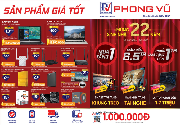 Kỷ niệm 22 năm thành lập, Phong Vũ khuyến mãi lớn ảnh 1