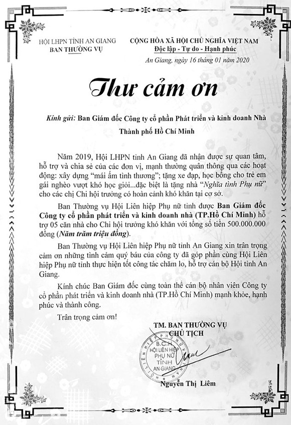 HDTC tài trợ xây dựng 5 căn 'Nhà nghĩa tình phụ nữ' ở An Giang ảnh 2