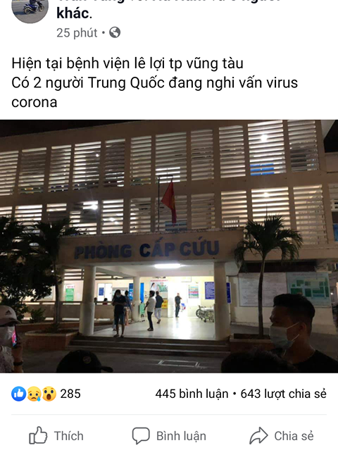 Vũng Tàu: Phát hiện người tung tin không chính xác về dịch cúm virus corona ảnh 1