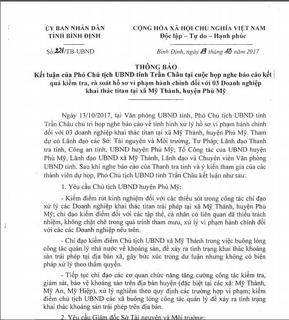 Kiểm điểm Phó giám đốc Sở TN-MT, Chủ tịch xã để DN moi rút titan trái phép ảnh 3