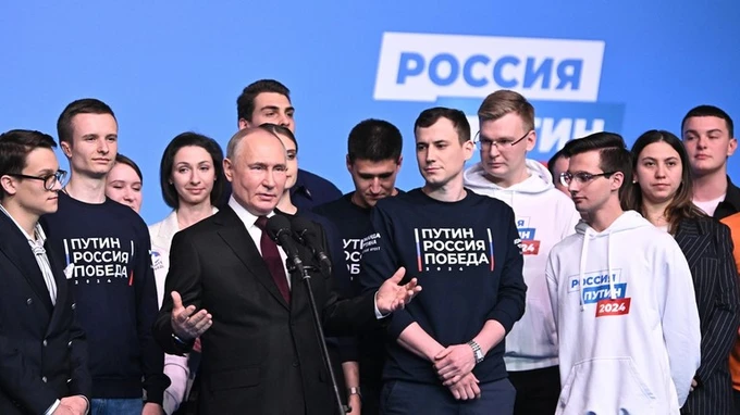 Tổng thống Putin phát biểu sau bầu cử. Ảnh: SPUTNIK