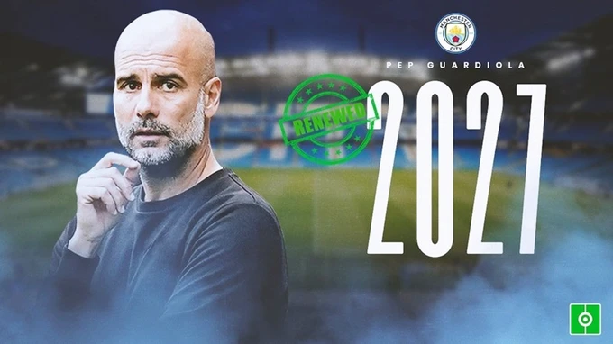 HLV Pep Guardiola đã ký gia hạn hợp đồng 2 năm và sẽ gắn bó với Man.City lên đến 11 năm.