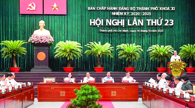 Quang cảnh Hội nghị Ban Chấp hành Đảng bộ TPHCM lần thứ 23. Ảnh: VIỆT DŨNG