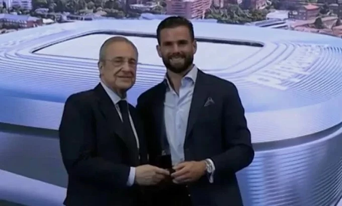 Real Madrid President Florentino Perez and Nacho Fernandez