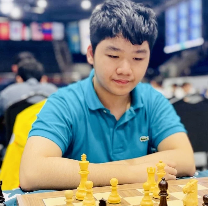 Kỳ thủ Đinh Nho Kiệt giành HCV đầu tiên cho cờ vua trẻ Việt Nam tại giải vô địch trẻ châu Á 2024. Ảnh: MINH THẮNG