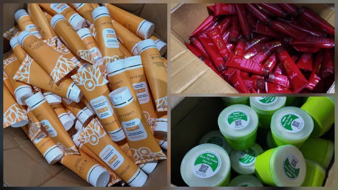 Tang vật thu giữ là hàng ngàn sản phẩm mỹ phẩm giả mang các thương hiệu nổi tiếng Ảnh 9- Mỹ phẩm giả.jpg