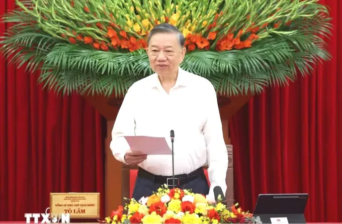 Tổng Bí thư, Chủ tịch nước Tô Lâm phát biểu chỉ đạo. Ảnh: TTXVN
