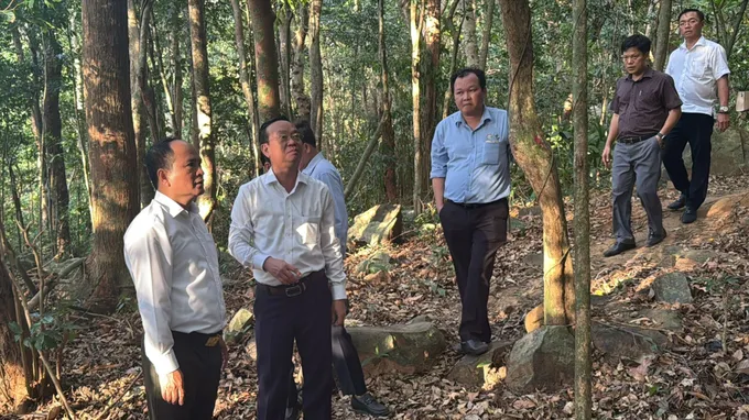 Phó Chủ tịch UBND TPHCM Bùi Minh Thạnh kiểm tra thực địa lô rừng tại Tiểu khu 58 Vườn quốc gia Côn Đảo