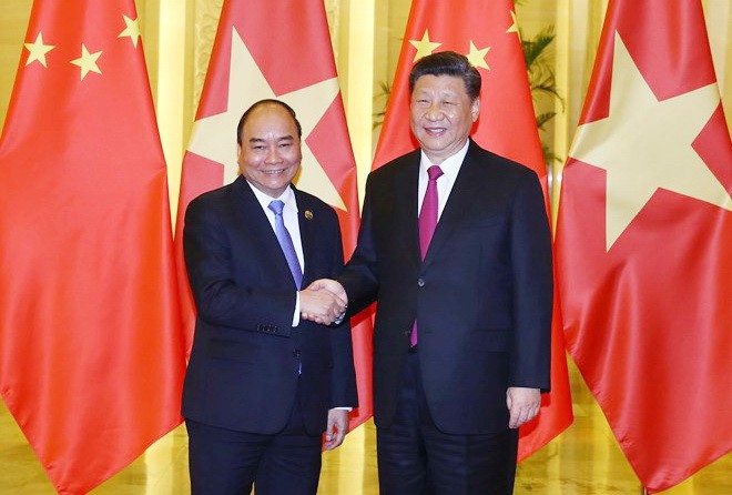 政府總理阮春福會見中國主席習近平。（圖源：越通社）