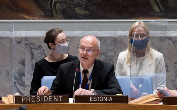 愛沙尼亞常駐聯合國代表約根森（Sven Jürgenson）作為安理會本月輪值主席主持了提名聯合國秘書長候選人的會議。（圖源：聯合國）
