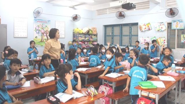 Học sinh Trường Tiểu học Nguyễn Thị Minh Khai (quận Gò Vấp, TPHCM) trong một giờ ở lớp năm học 2022-2023