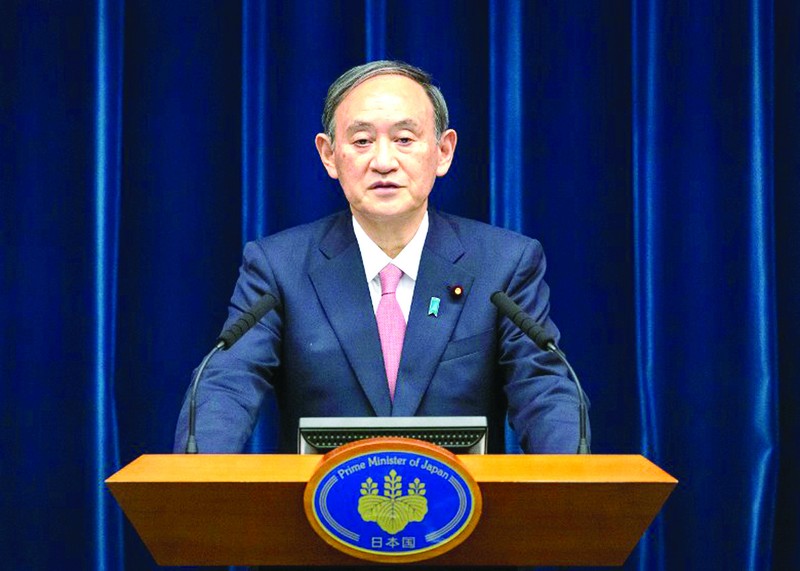 日本首相菅義偉內閣支持率下滑。