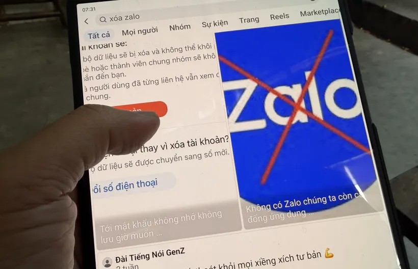 Lo bảo mật cá nhân, người dùng xóa tài khoản Zalo