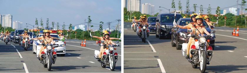 City’s traffic policewomen team parades on street ảnh 2