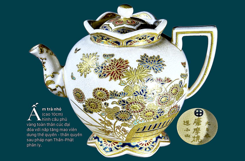 Cúc Ngự Văn trên dòng gốm Gosu Blue - Imperial satsuma ảnh 7