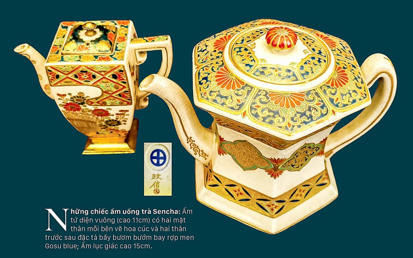Cúc Ngự Văn trên dòng gốm Gosu Blue - Imperial satsuma ảnh 8