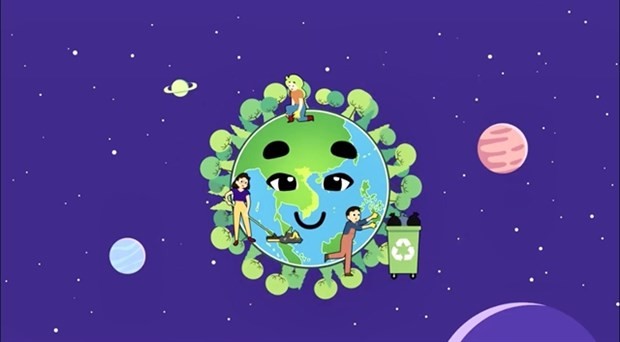“1-Minute Green Video Challenge” aims to increase awareness of children, adolescents and young people, and support them to raise their voice, develop innovative solutions and take action on issues related to environment and climate change. (Photo: VNA)