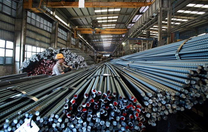 Steel products of the Thai Nguyen Laminated Steel Factory in the northern province of Thai Nguyen. (Photo: VNA/VNS)