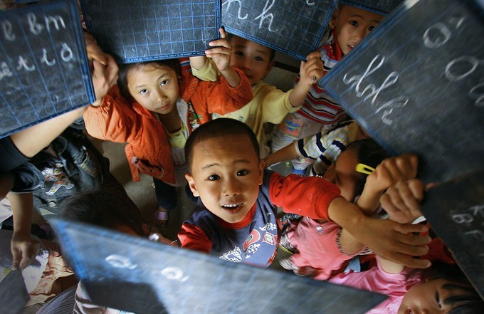 Primary school students in Hanoi’s Chuong My District. (Photo: VNS)