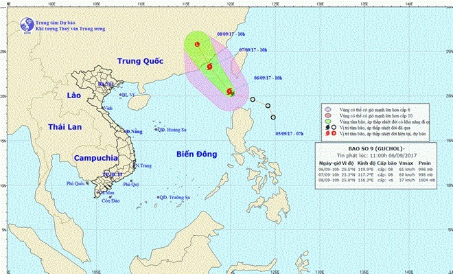 Direction of Typhoon Guchol. – Photo National Centre for Hydro-Meteorological Forecasting.