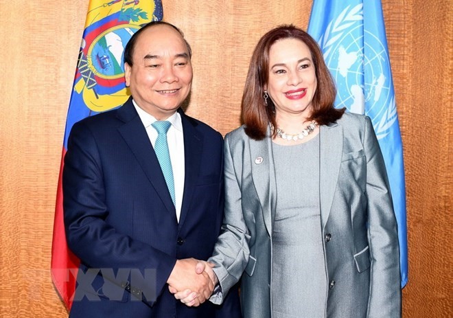 Prime Minister Nguyen Xuan Phuc (L) and President of the UN General Assembly Maria Fernanda Espinosa Garces (Source: VNA)