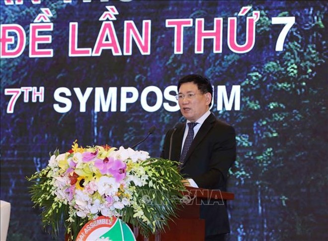 ASOSAI Chairman in the 2018-2021 term Ho Duc Phoc speaks at the closing ceremony (Source: VNA)