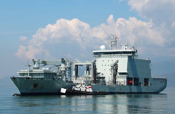 Royal Canadian Navy Ship Calgary and tanker MV Asterix