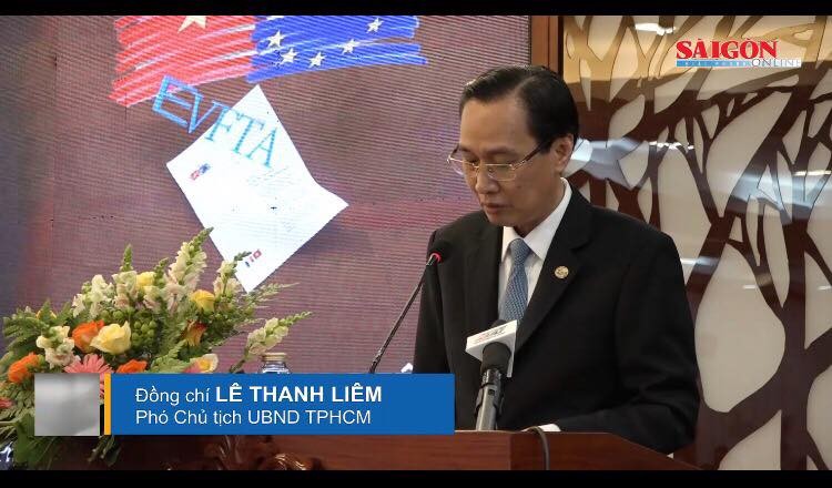 Permanent Vice Chairman of the Ho Chi Minh City People's Committee Le Thanh Liem speaks at the event. 